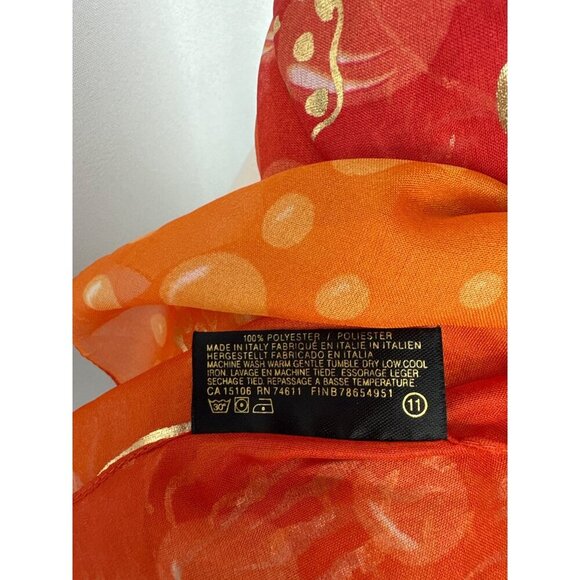Art Of The Scarf Womens Silk Blend Orange & Red Oceanic Print Scarf - Picture 8 of 8